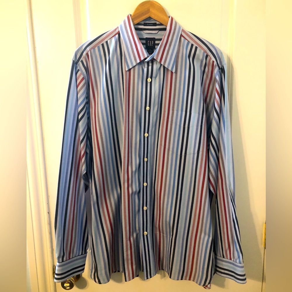Gap Nwot Very Rare Mens Long Sleeve Button Down Striped Oxford Size Xl, 17-17.5